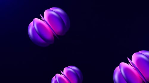 Abstract animation with rotating and moving gradient circles, neon circle lighting. Modern design