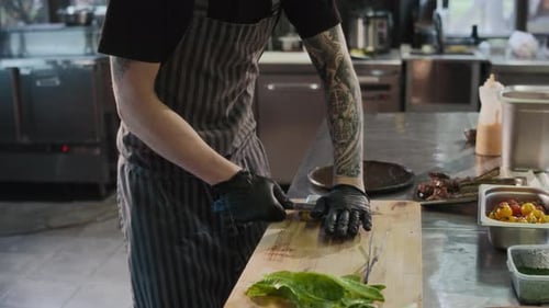 Chef Shaping and Forming Meat Before Serving To Customers in Restaurant