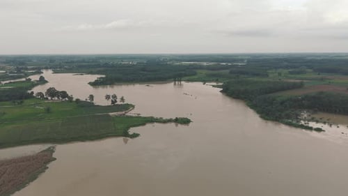 Aerial View Of River Floodplain Landscape