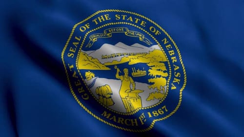 Waving Flag of Nebraska with Great Seal Seamless Loop