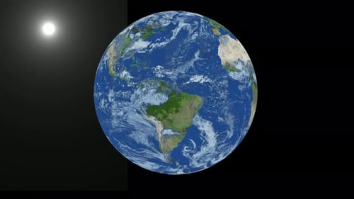 Rotating Planet Earth Globe in Space Animation