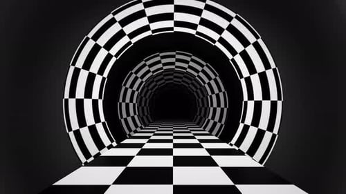 Endless Checkered Tunnel Optical Illusion Loop Animation