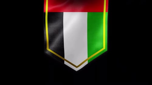 Waving National Flag Pennant with Golden Border