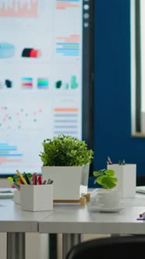 Modern Corporate Conference Room with Technology Display