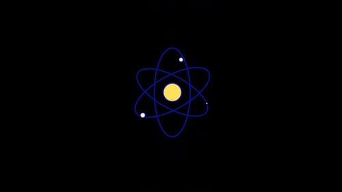 Flat Design Atom Model Rotating Animation