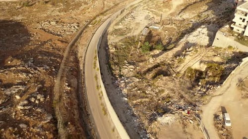 Israel Palestine security concrete wall- aerial view