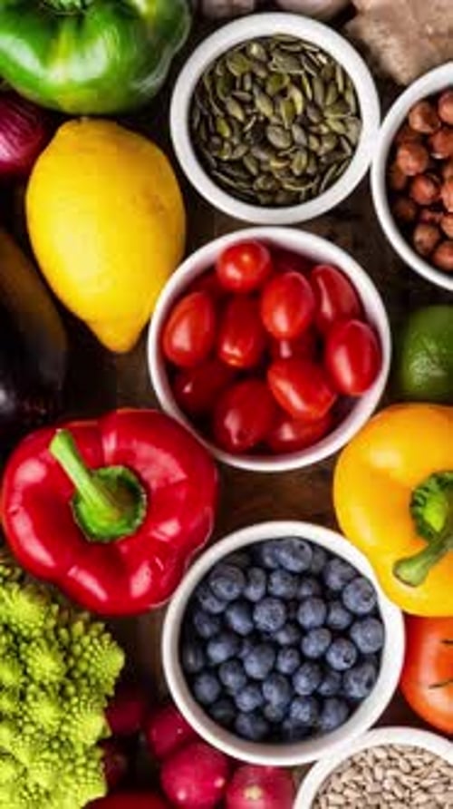 Colorful Variety of Fresh Fruits and Vegetables