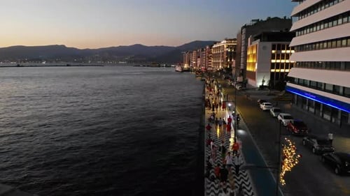 izmir cordon and coastline drone view