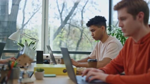 Multiethnic Developers Coding Laptop in Office Startup Team Working Together