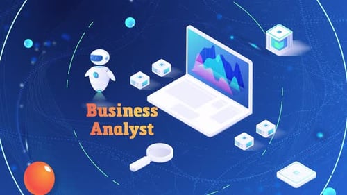 Creative Animation, Business Analyst Typography Isometric Concept Design Background