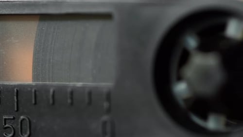 Close Up of Audio Cassette Player Mechanics