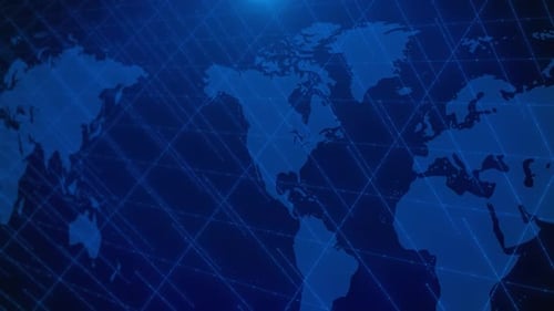 Animated World Map with Global Network Connection Lines