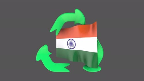 India Recycle Sign Rotating Arrow Loop + Alpha Channel