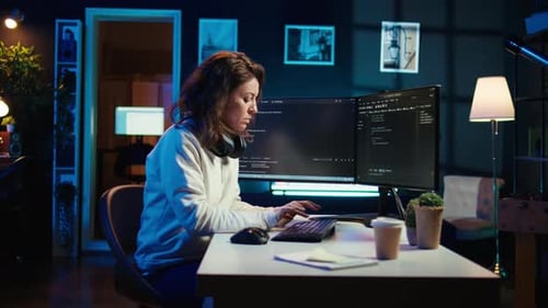 Teleworking Computer Technician Typing on Keyboard Close Up