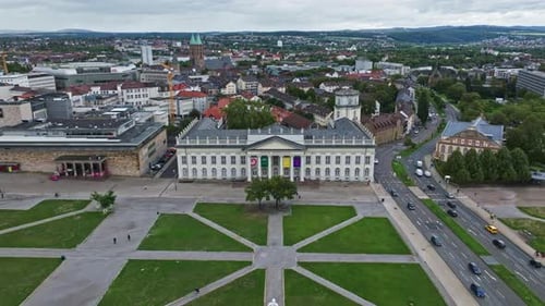 Aerial view of Fridericianum museum in Kassel , Hessen , Germany