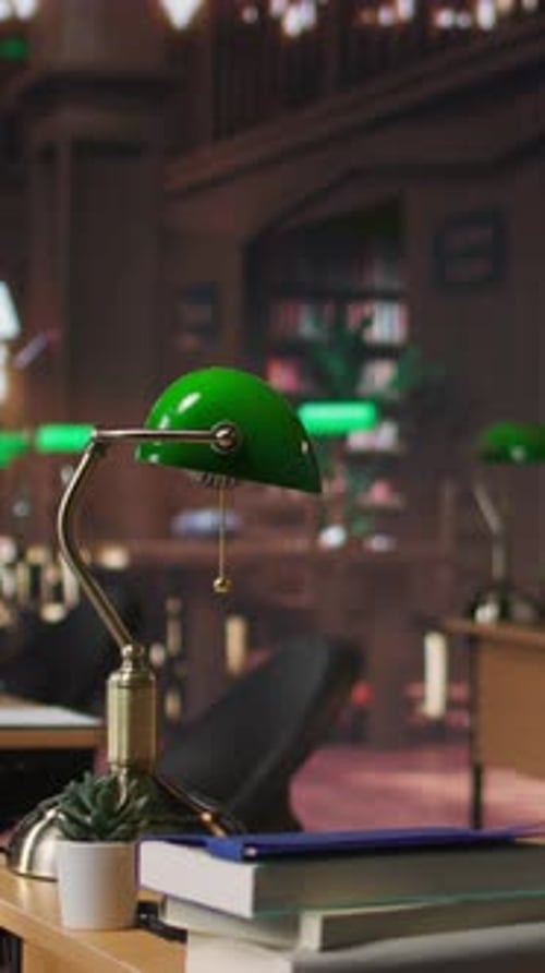 Vertical Video Empty Inspiring Library Interior with Heritage Design and Peaceful Lighting