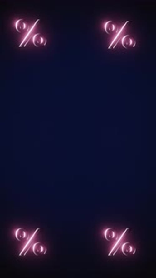 Neon Percentage Symbol with Copy Space