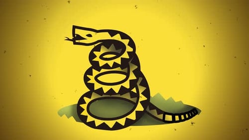 Drapeau de Gadsden avec serpent à sonnettes jaune libertaire