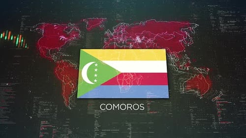 Comoros Stock Market Chart Background With Flag