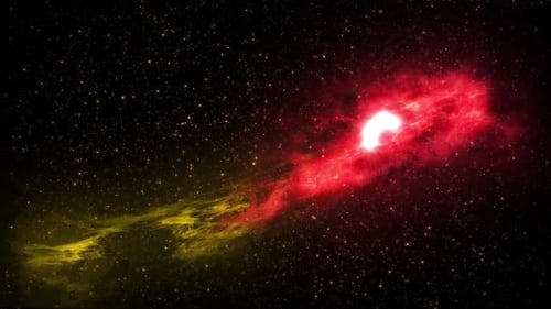 Glowing Space Nebula Animation with Red and Yellow Cosmic Dust