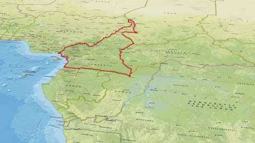 Animated Map Highlight of Cameroon Country Border