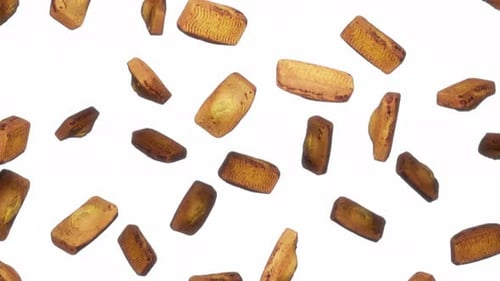 Abstract Textured Golden Objects Tumbling Loop