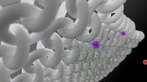 3D Microscopic Organic Particles Interacting with Helix Structure