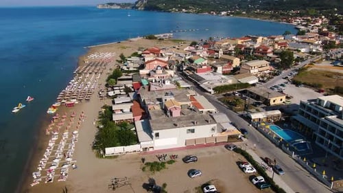 Aerial droen view of sidari in kerkyra greece