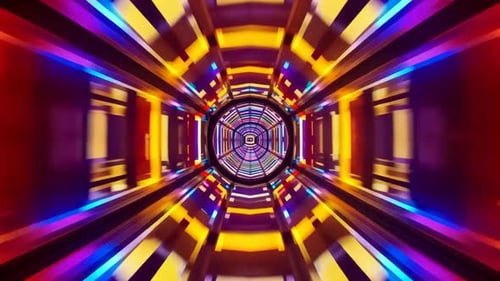 Boucle de tunnel de mouvement futuriste en kaléidoscope au néon