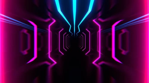 Blue And Pink Strobe Neon Sci Fi Corridor Background Vj Loop I 4K