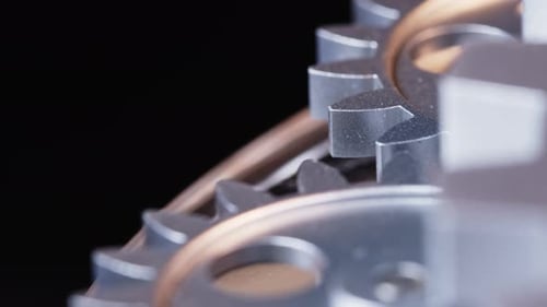 Close Up of Interlocking Gears Mechanism