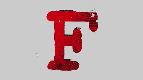Gedruckter roter und schwarzer Grunge-Typografie-Buchstabe F