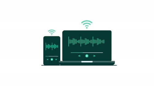 4k Wireless Podcast Streaming on Laptop and Smartphone Animation Video