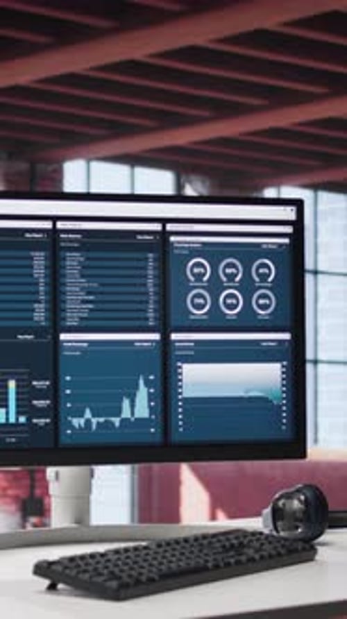 Financial Data on Computer Monitor in Workplace Setting