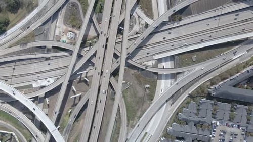 Aerial View of Complex Highway Interchange and Urban Traffic Infrastructure