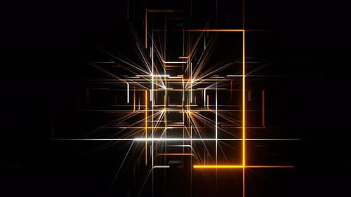 Nahtlose Neonquadrate in Orange und Weiß auf Spiegelhintergrund VJ Loop In 4K