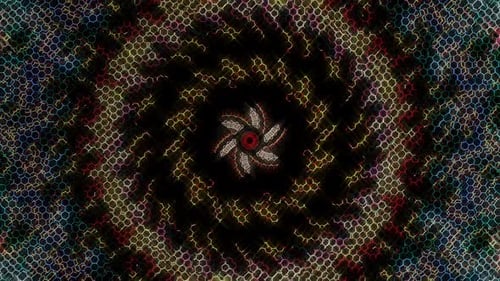 Abstrakter Hintergrund, bewegte Streifen und blinkende, leuchtende Lichtpunkte. Animation mit Kreisen