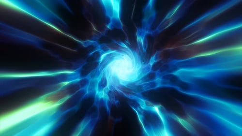 Blue hypertunnel speed space tunnel made of twisted swirling energy