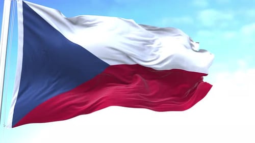Realistic Czech Republic Flag Waving on a Pole