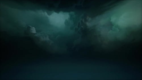 Atmospheric Dark Storm Clouds Loop in Teal Green Sky