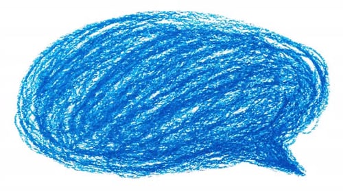 Vier blaue Sprechblasen erscheinen in einer Schleife. Die Animation zeigt, wie sich die Blasen langsam bewegen.