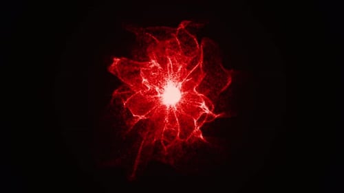 Dynamic Red Energy Particle Core Reveal Animation