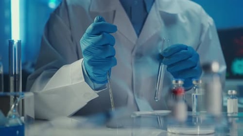 Lab Researcher Conducts Scientific Experiment with Vaccine