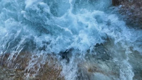 A Wild Mountain River with Crystal Clear Water