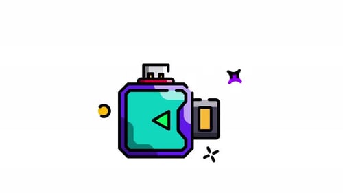 Animated USB Drive and Media Player Technology Icon