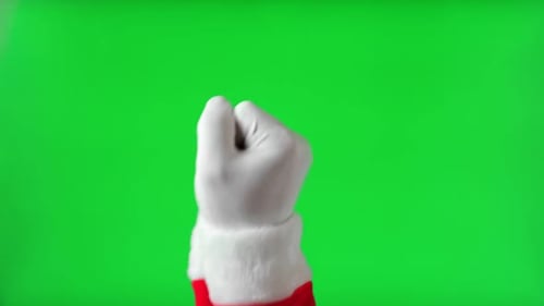 Gestures Pack Santa Claus Hand in White Gloves Knocking Isolated on Chroma Key Green Screen