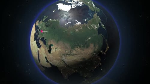 Earth Zoom From Space To Hungary