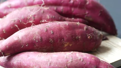 Close Up of Raw Sweet Potato in a Bowl