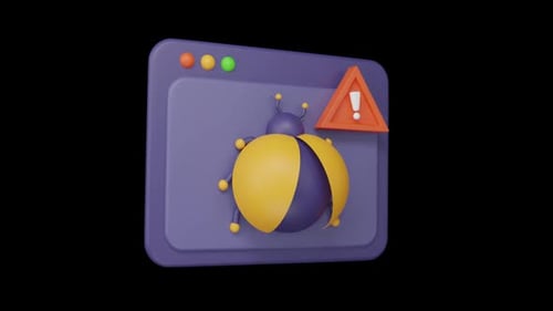 Website Bug 3D icon of a cyber security concept alpha loop