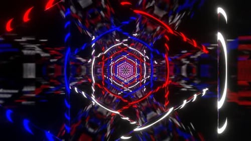 White And Blue And Red Hexagon Type Neon Lamp Light Background Vj Loop In HD